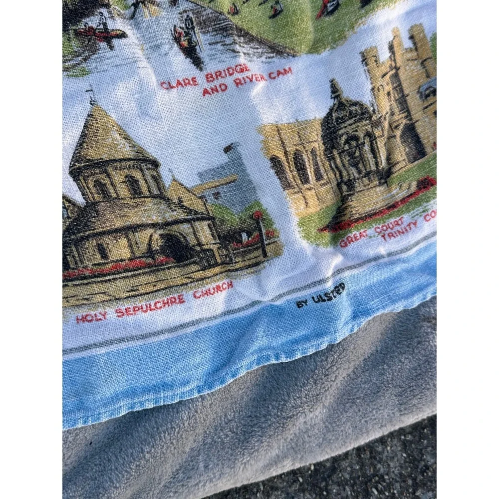 Vintage British Tea Towel Lot Ulster Irish Linen Beefeater Cambridge QEII 4pc